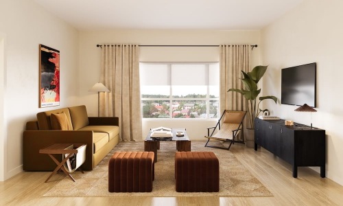 living area with easy access to other rooms